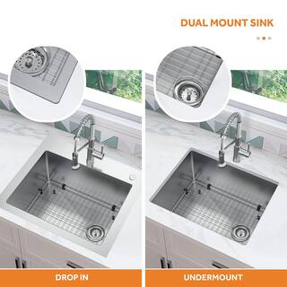 Glacier Bay All-in-One Drop-InUndermount Stainless Steel 25 in. Kitchen Sink VDR2522A1SA1