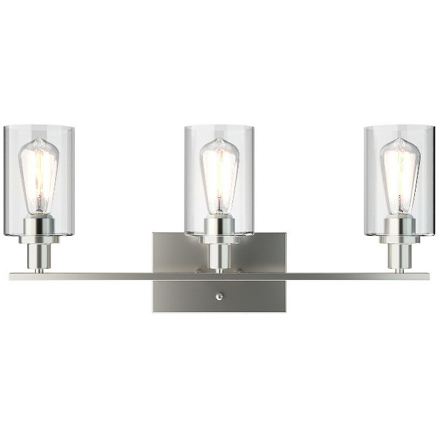 Tangkula Bathroom Vanity Light Modern Wall 3 light Sconce Fixtures W Clear Glass Shade