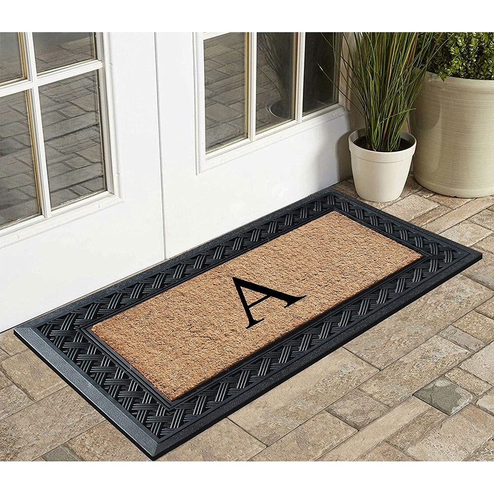 A1HC Paisley Border Rubber and Coir Large Heavy Duty Outdoor Monogrammed Doormat  23\