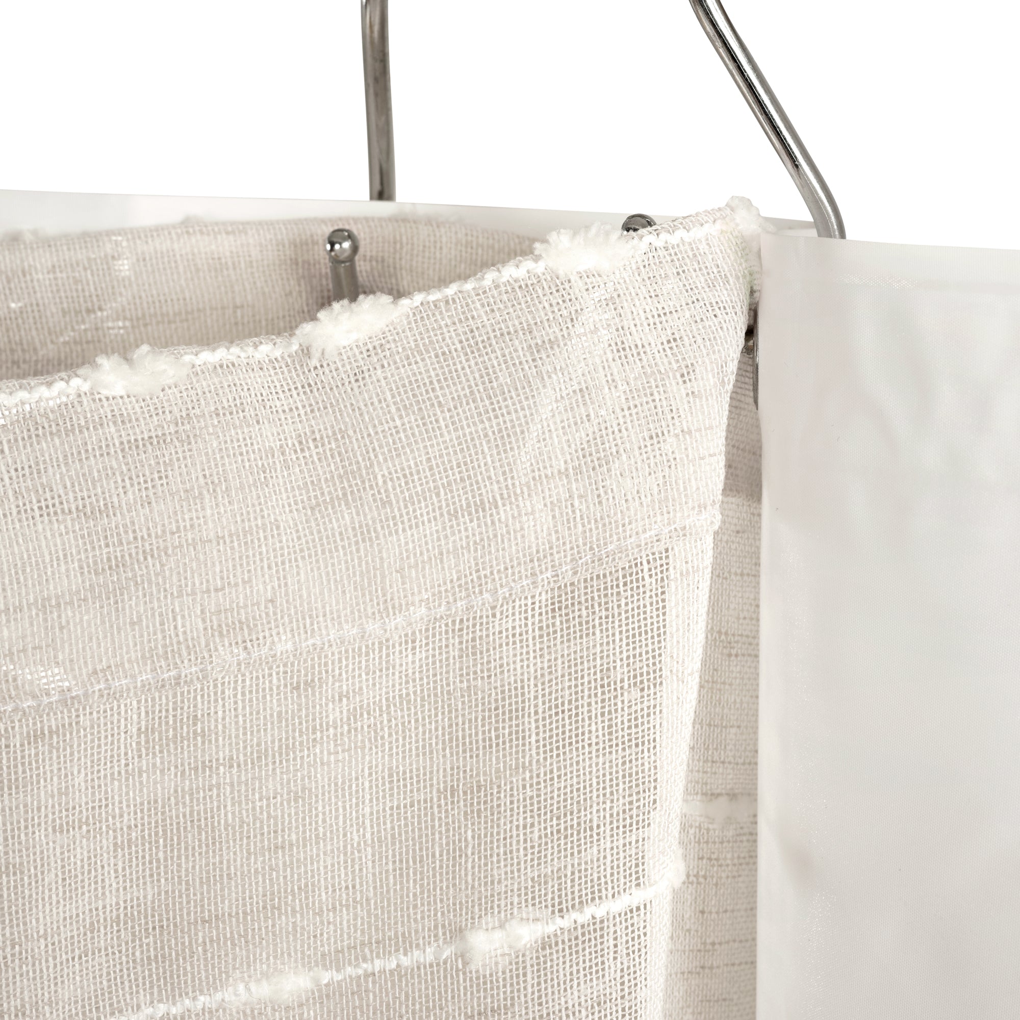 Farmhouse Textured Sheer With Peva Lining Shower Curtain Set