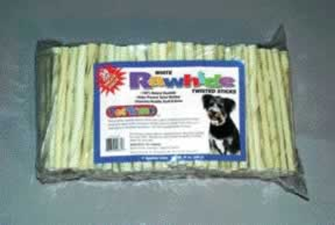 Natural Rawhide Twist Sticks Dog Treats， 5 Inch， 34 Ounce