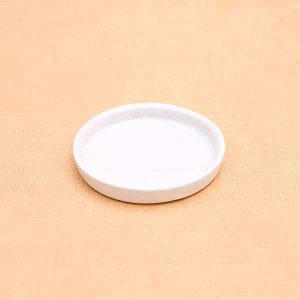 4.2 inch (11 cm) Round Ceramic Plate For 4 inch (10 cm) Ceramic Pot (White) (set of 6)