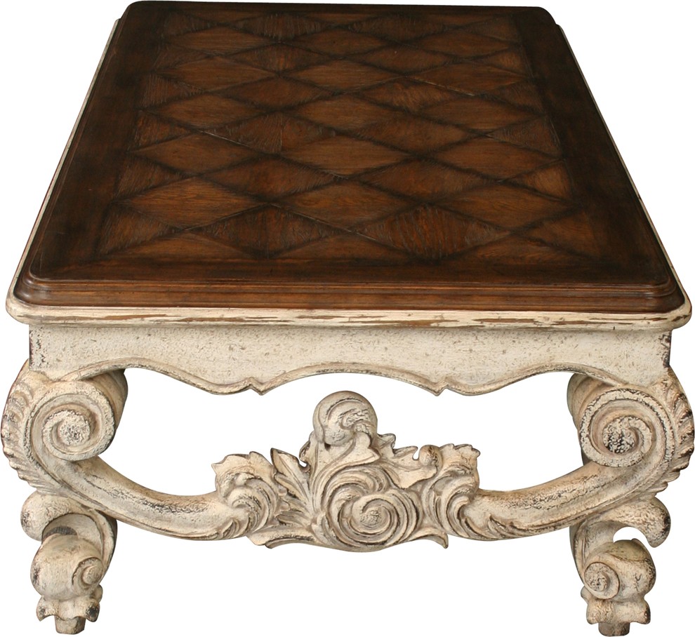 Baroque Louis XV Cocktail/Coffee Table  Oak Parquet  Ornately Carved   French Country   Coffee Tables   by EuroLuxHome  Houzz