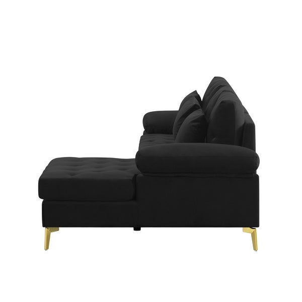 3 Seat L-shaped Sectional Sofa Velvet Upholstered Sofa and Right Hand Facing Chaise