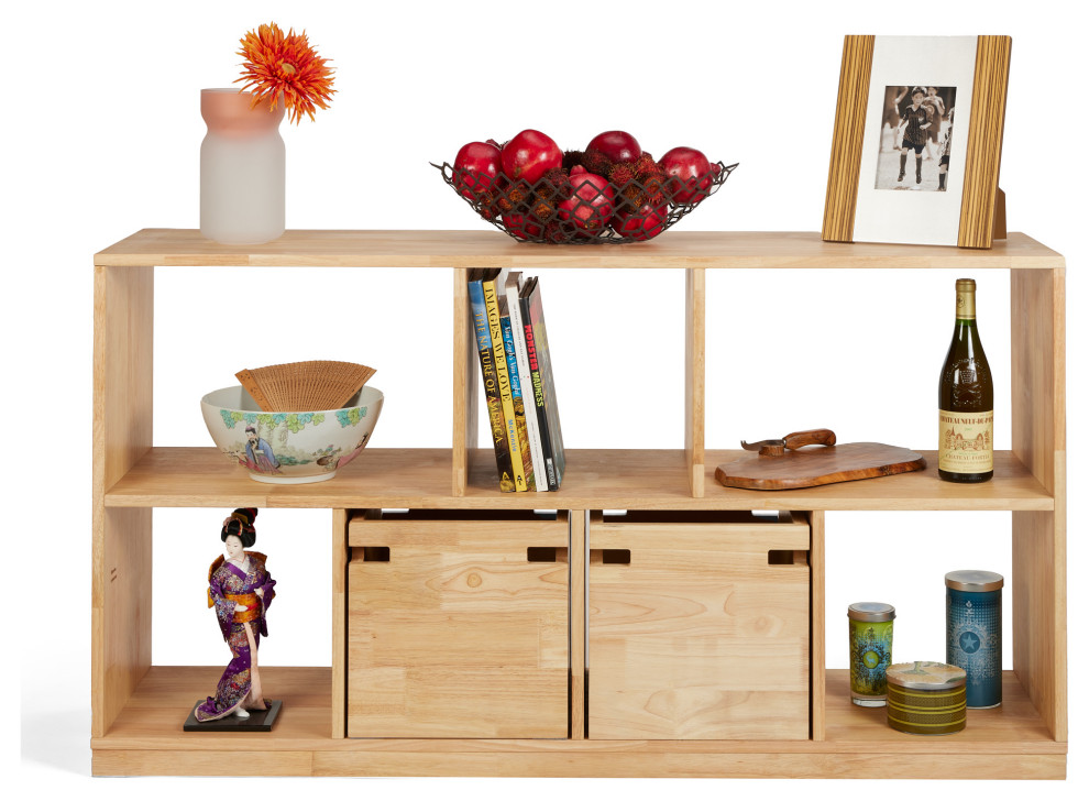 Zuma Para Open Low Bookcase  Sustainable Solid Wood Shelving   Transitional   Bookcases   by Plush Pod Decor  Houzz