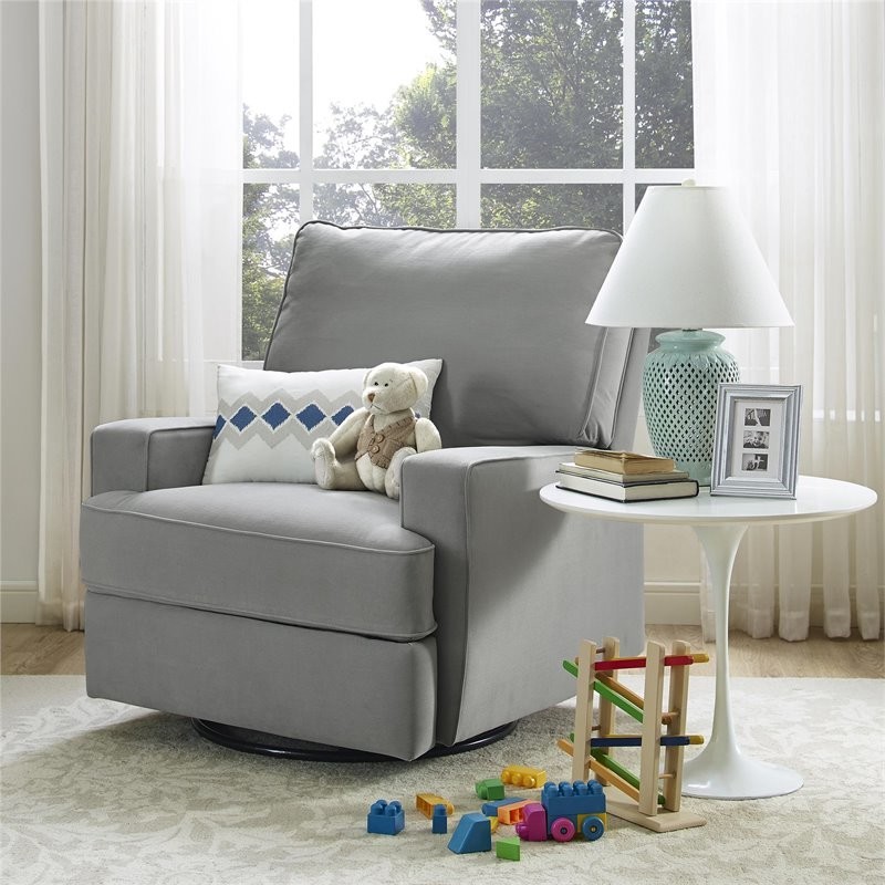 Baby Relax Rylan Swivel Gliding Recliner in Gray   Contemporary   Recliner Chairs   by Homesquare  Houzz