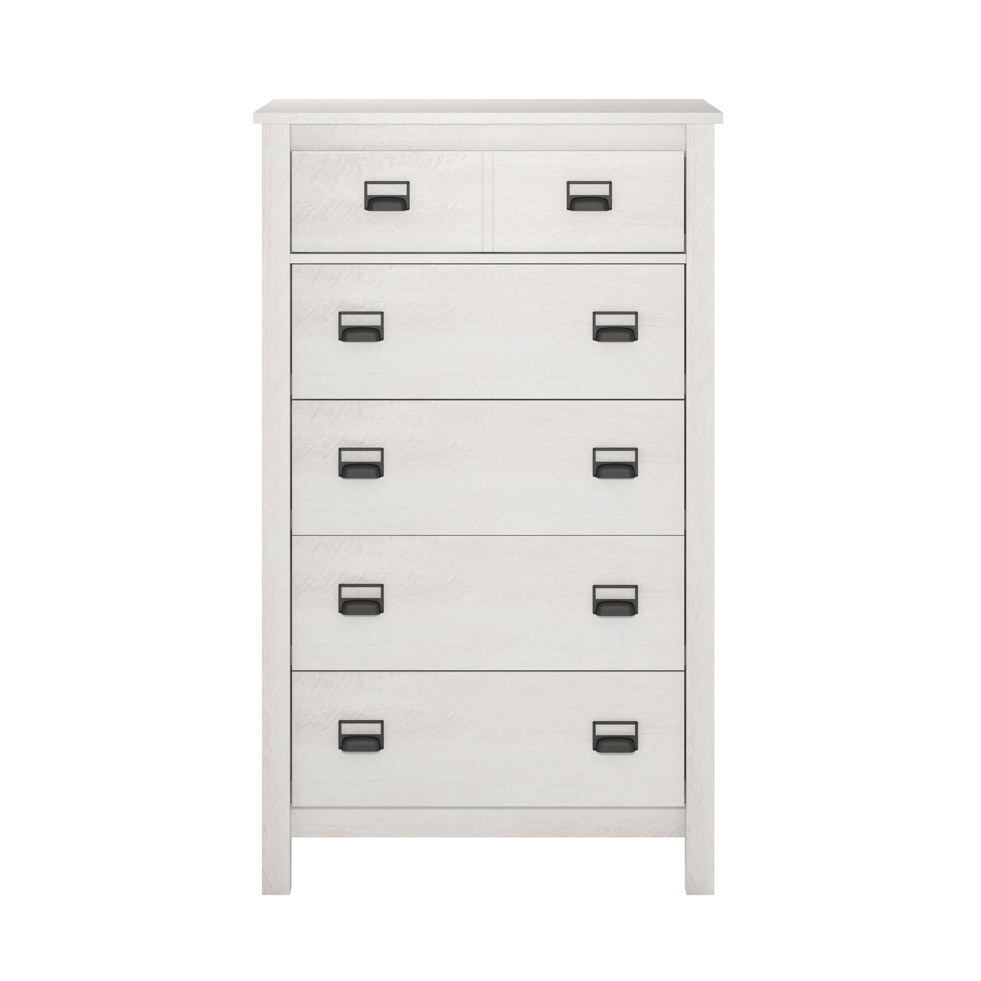 Ameriwood Home Crystal Spring 5 Drawer Dresser, Ivory Oak