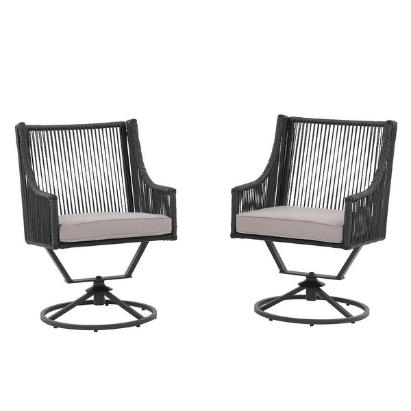 Outdoor Wicker Swivel Chairs with Cushion (Set of 2)