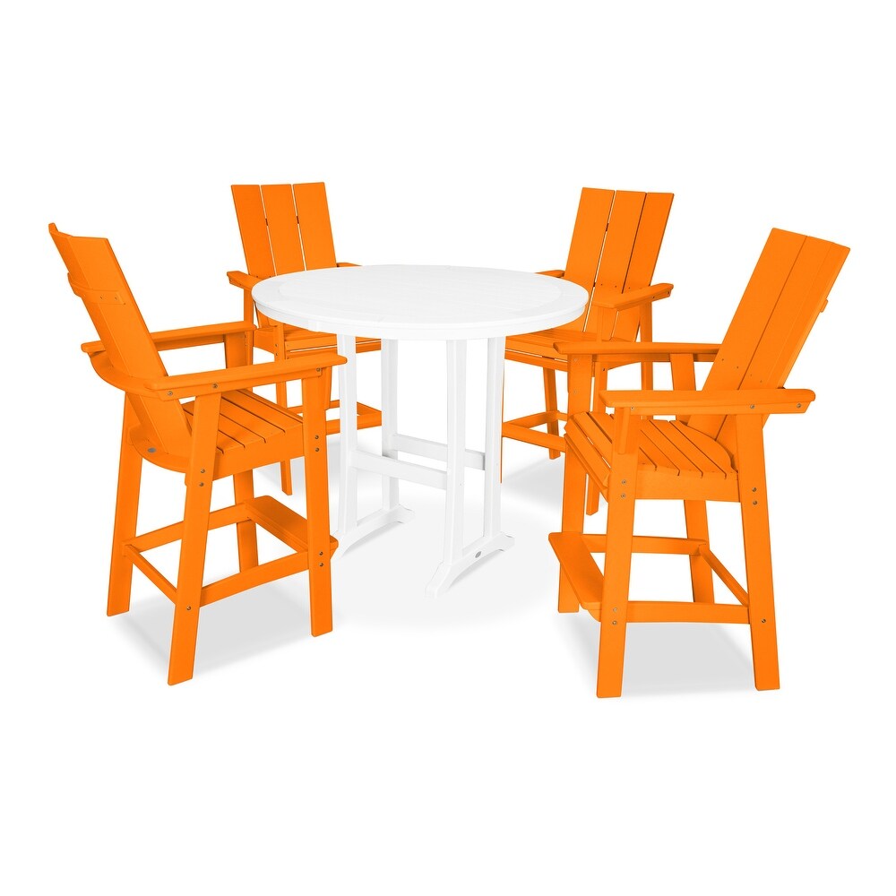 POLYWOOD Modern Adirondack 5 Piece Nautical Trestle Bar Set