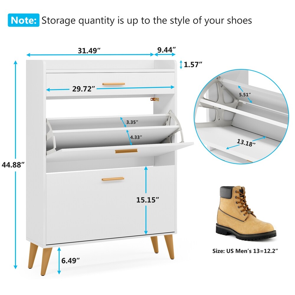 Shoe Cabinet  16 Pair Shoe Rack Storage Organizer with Drawer