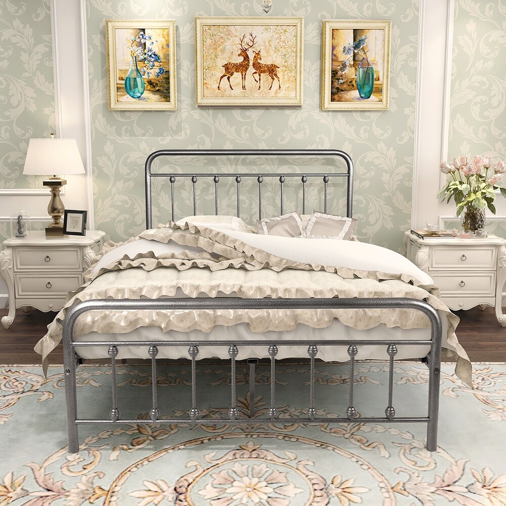 Vintage Victorian Style Metal Platform Bed Frame