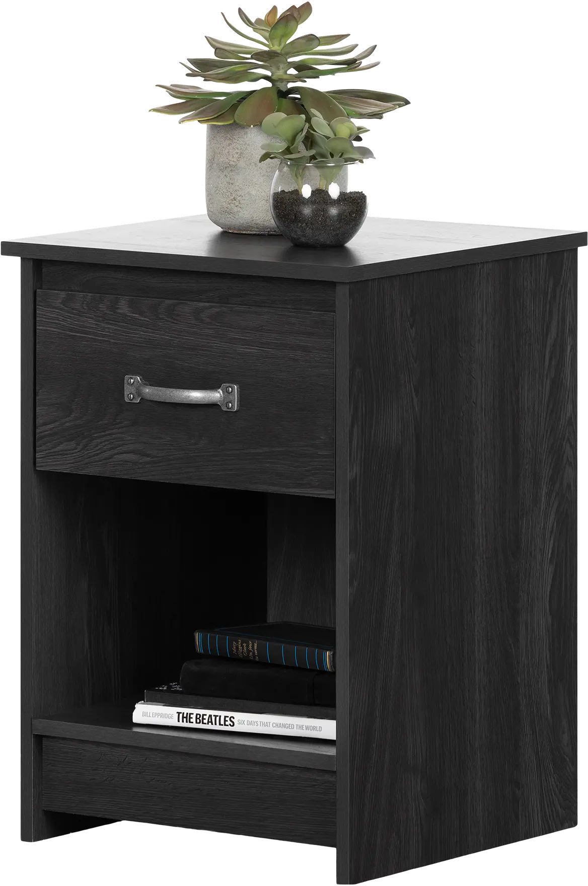 Tassio Gray Oak 1-Drawer Nightstand - South Shore