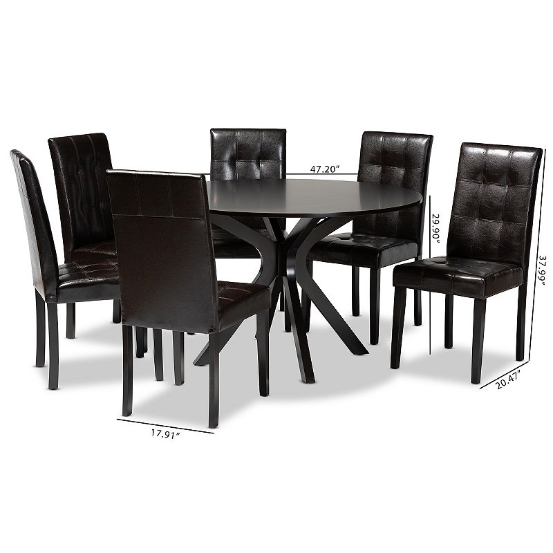 Baxton Studio Marie Dining Table and Chair 7-piece Set