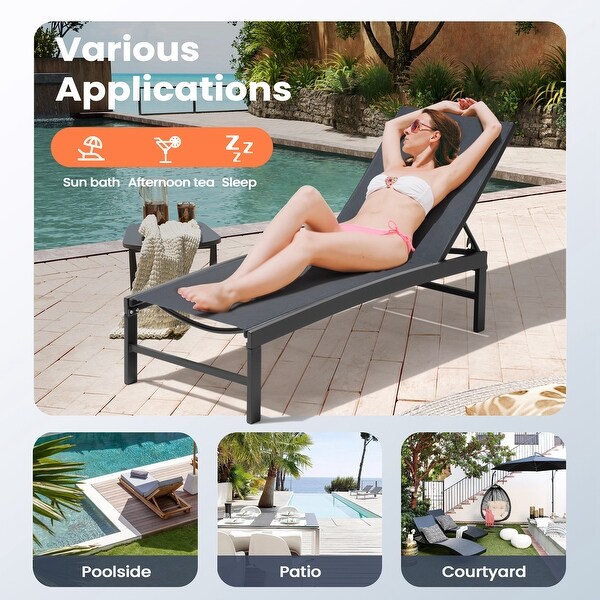 Pellebant Outdoor Patio Adjustable Chaise Lounge Chairs