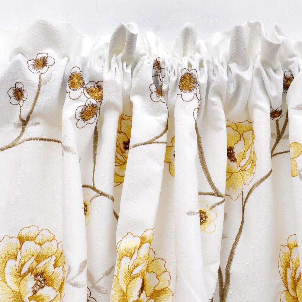Serenta Embroidery Red/Gold Spring Flower Valance
