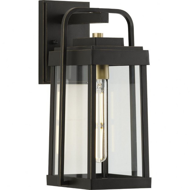 Progress Lighting Walcott 1 light Outdoor Wall Lantern In Antique Bronze With Clear Glass Panels