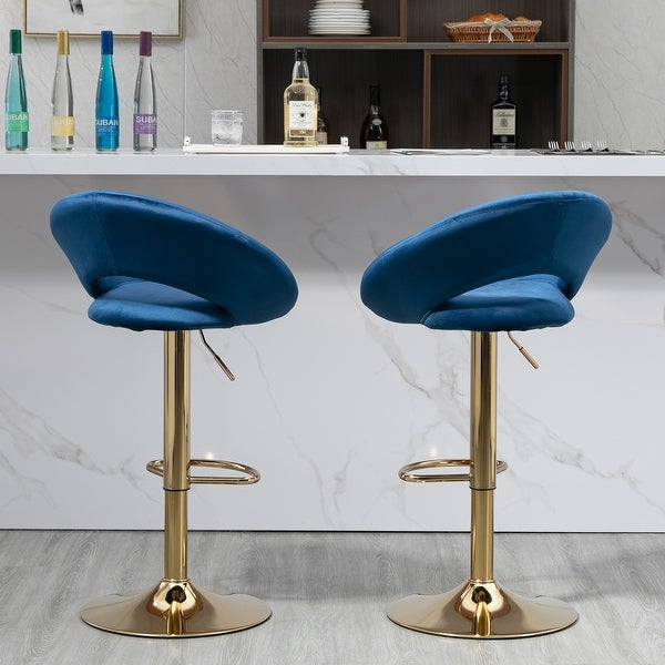 Velvet Adjustable Modern Dining Chairs，Counter Height Bar Chair， Swivel Bar Stools Set Of 2 for Living Room， Kitchen