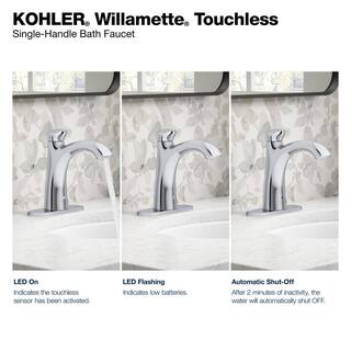 KOHLER Willamette Battery Powered Touchless Single Hole Bathroom Faucet in Polished Chrome K-R32929-4D-CP