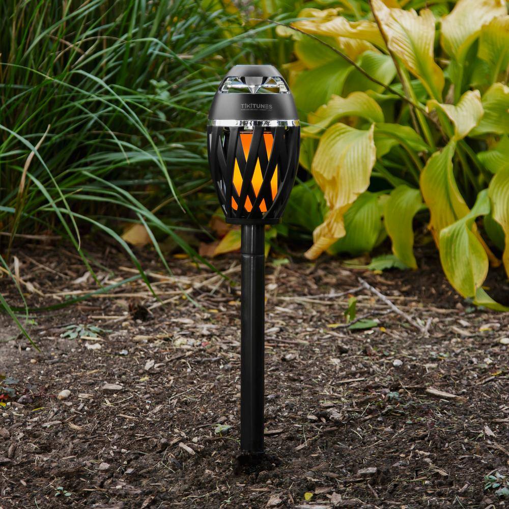 TikiTunes Black Bluetooth Speaker with LED Atmospheric Lighting Effect Bundle  Adjustable 40 in. Pole and Ground Stake TIKITUNES-001-GS