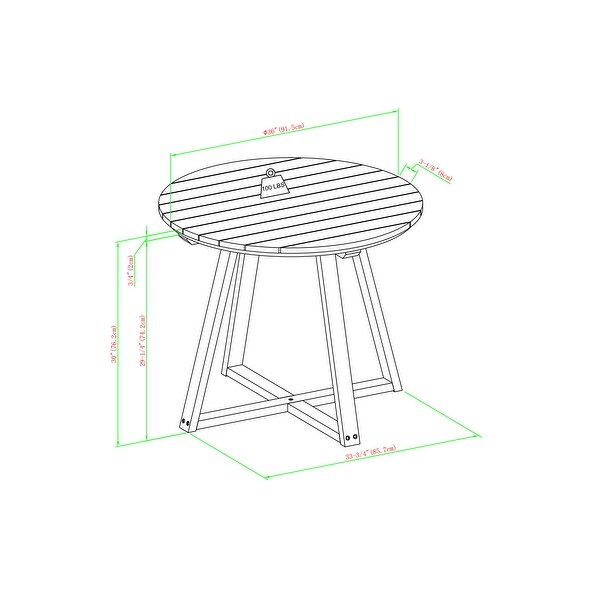 Contemporary Solid Wood SlatTop Round Patio Dining Table