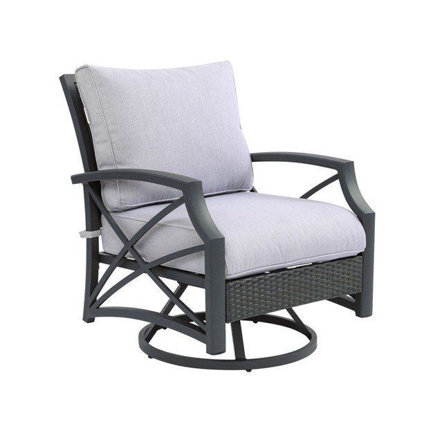 Kinger Home Swivel Patio Chairs Rattan Wicker Outdoor Swivel Chairs With Thick Removable Cushion All Weather Rust Free Patio Dining Chairs