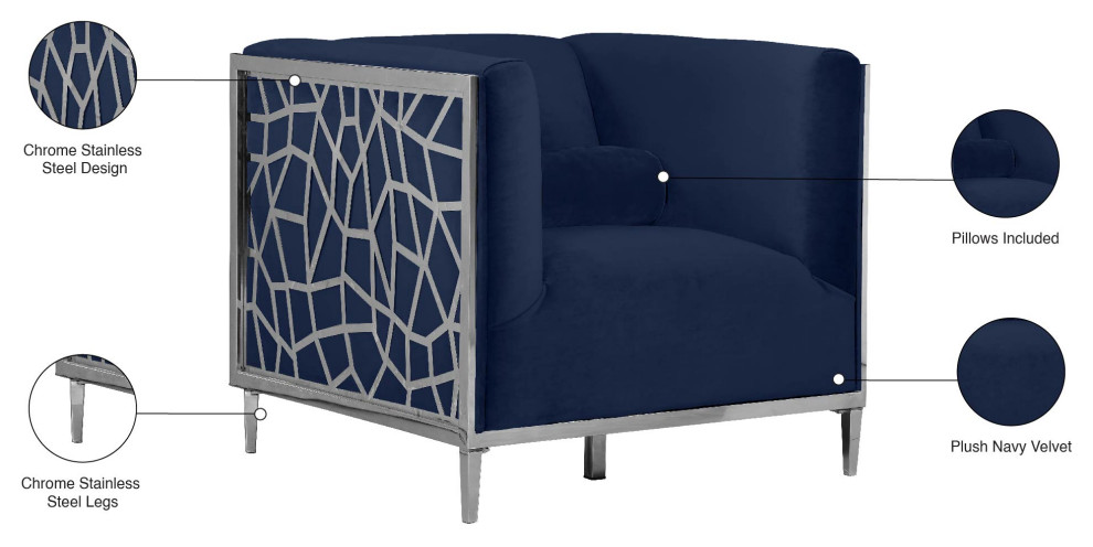 Opal Velvet Chair   Contemporary   Armchairs And Accent Chairs   by Meridian Furniture  Houzz