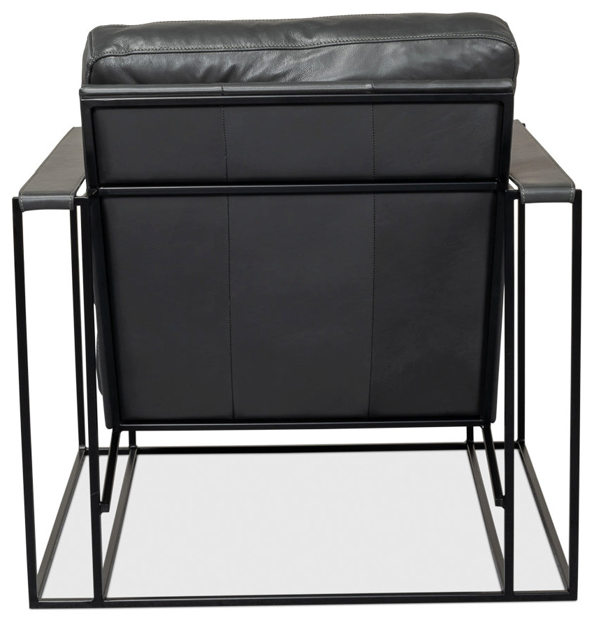 Oryan Black Leather Accent Chair Metal Frame   Contemporary   Armchairs And Accent Chairs   by Sideboards and Things  Houzz