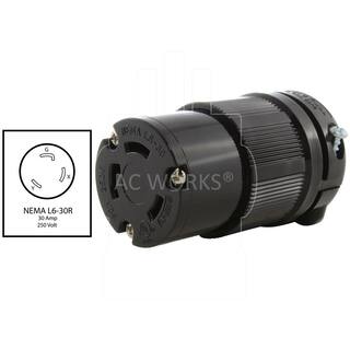 AC WORKS NEMA 30 Amp 250-Volt 3-Prong Locking Female Connector with UL C-UL Approval ASL630R-BK