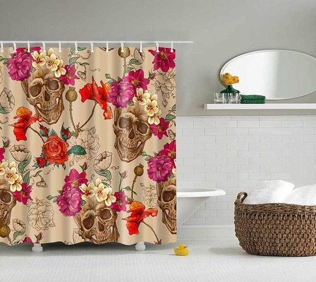 Skull Design Custom Waterproof Bathroom Curtain