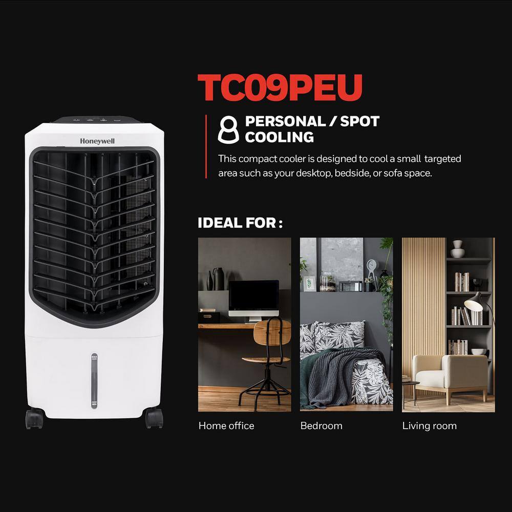 Honeywell 200 CFM 3 Speed Portable Evaporative Air Cooler Quiet Low Energy Compact Spot Fan and Humidifie TC09PEU