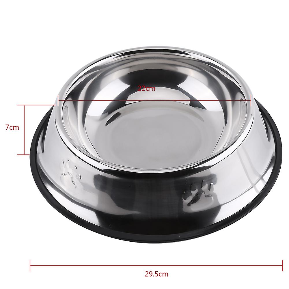 Paw Print Designed Pet Bowl Stainless Steel Dog Cat Food Feeder Water Feeding Dish(29.5cm)