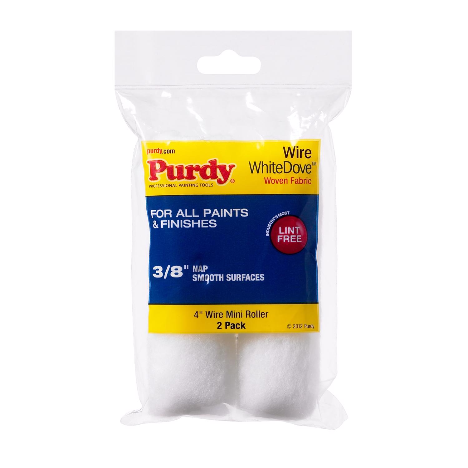 Purdy White Dove Woven Dralon Fabric 4 in. W X 3/8 in. Mini Paint Roller Cover 2 pk