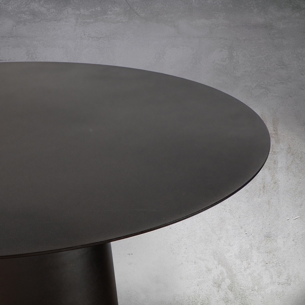 Modern and Elegant Matte Black Single Round Coffee Table with Sturdy Iron Base