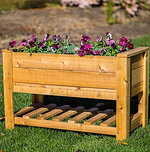 Elevated Planter Box with Shelf   Farmhouse   Outdoor Pots And Planters   by Smart Carts / Infinite Cedar  Houzz