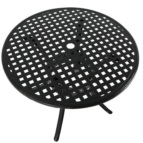 Black HeavyDuty Cast Aluminum Outdoor Round Patio Dining Table