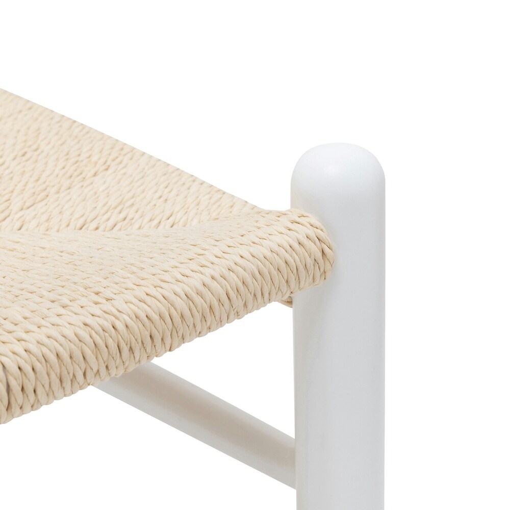 Poly and Bark Weave Chair   Solid Wood Frame (White)