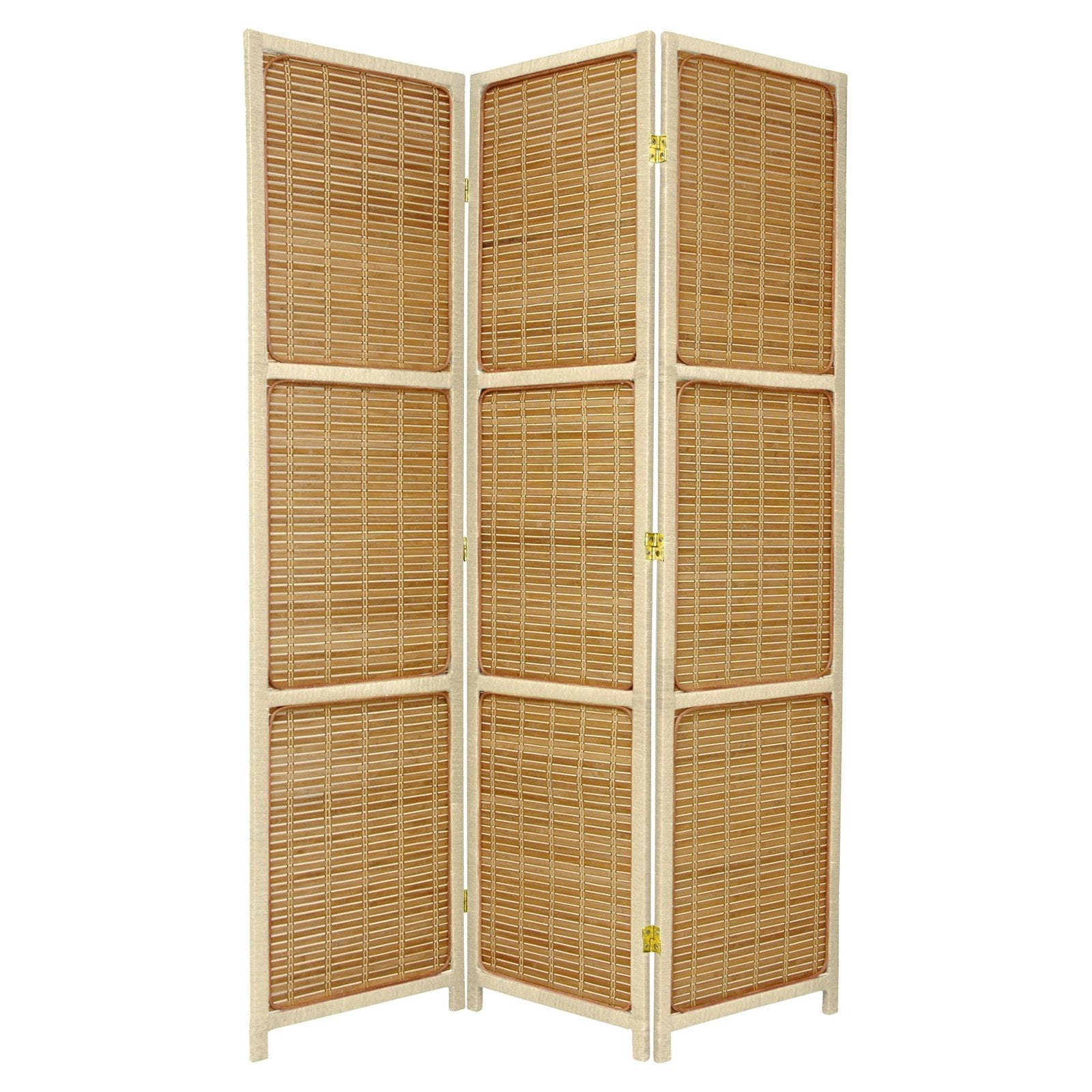 Oriental Furniture 6 ft. Tall Woven Accent Room Divider - 3 Panel - Cream