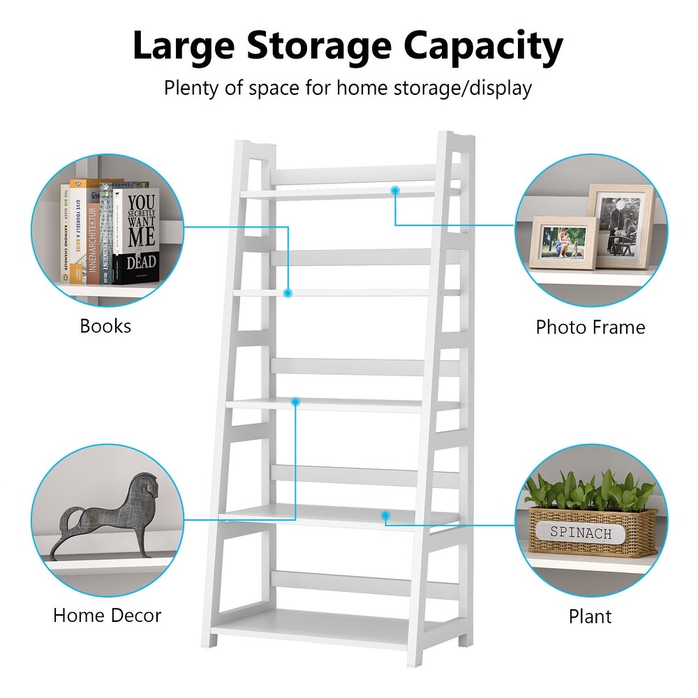 5 Tier Ladder Shelves  Bookshelf Bookcase for Living Room