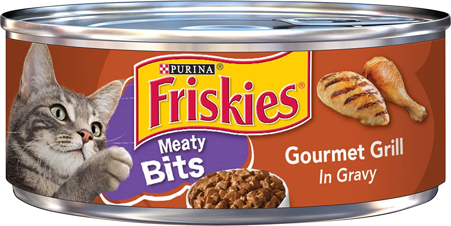 Purina Friskies Wet Cat Food Meaty Bits Gourmet Grill in Gravy - (24) 5.5 oz. Cans