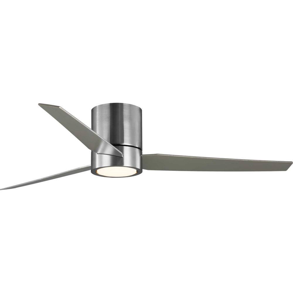 Progress Lighting Braden 56 in. 3-Blade LED Indoor Brushed Nickel WalnutSilver Blades Mid-Century Modern Ceiling Fan with Remote P2588-0930K