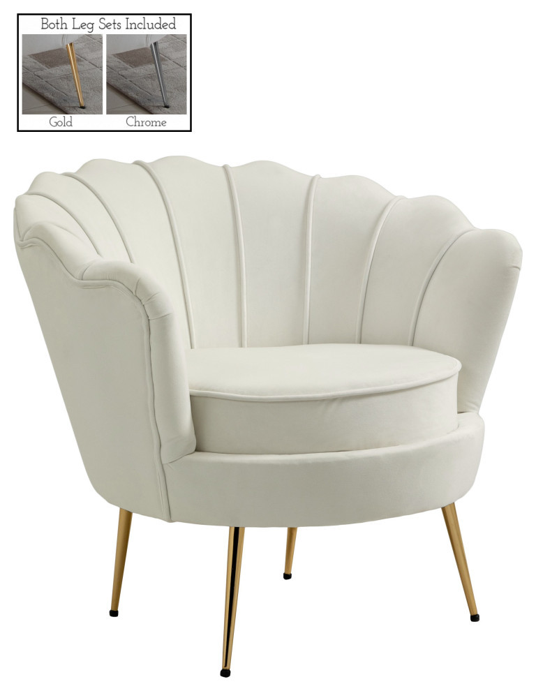 Gardenia  Velvet Upholstered Chair   Midcentury   Armchairs And Accent Chairs   by Meridian Furniture  Houzz