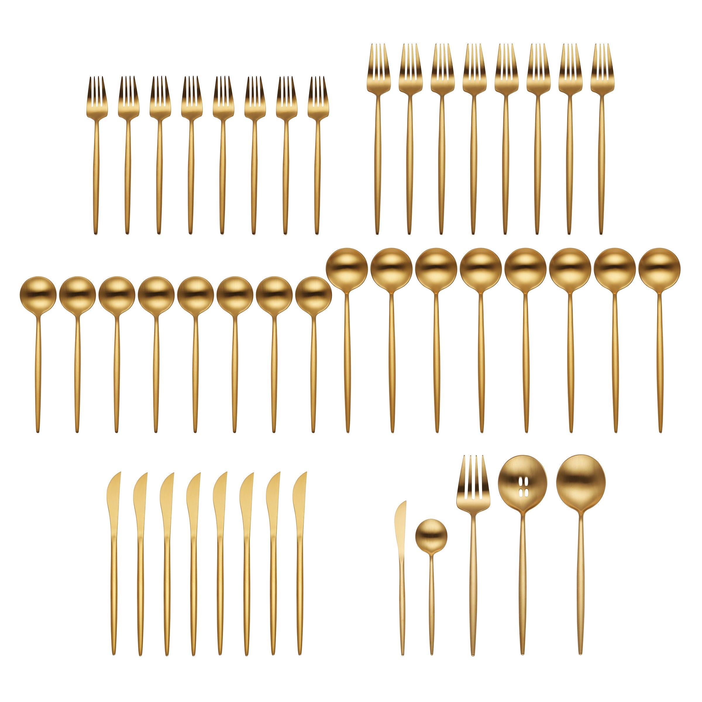 Skandia Zephyr Satin Gold 45 Piece Flatware Set