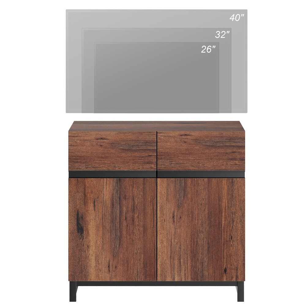 WAMPAT Modern TV Stand with Storage Cabinets for Living Room Bedroom Brown