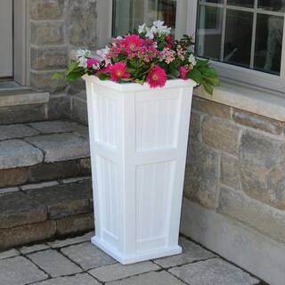 Mayne Cape Cod 32 in. Tall Self-Watering White Polyethylene Planter 4843-W