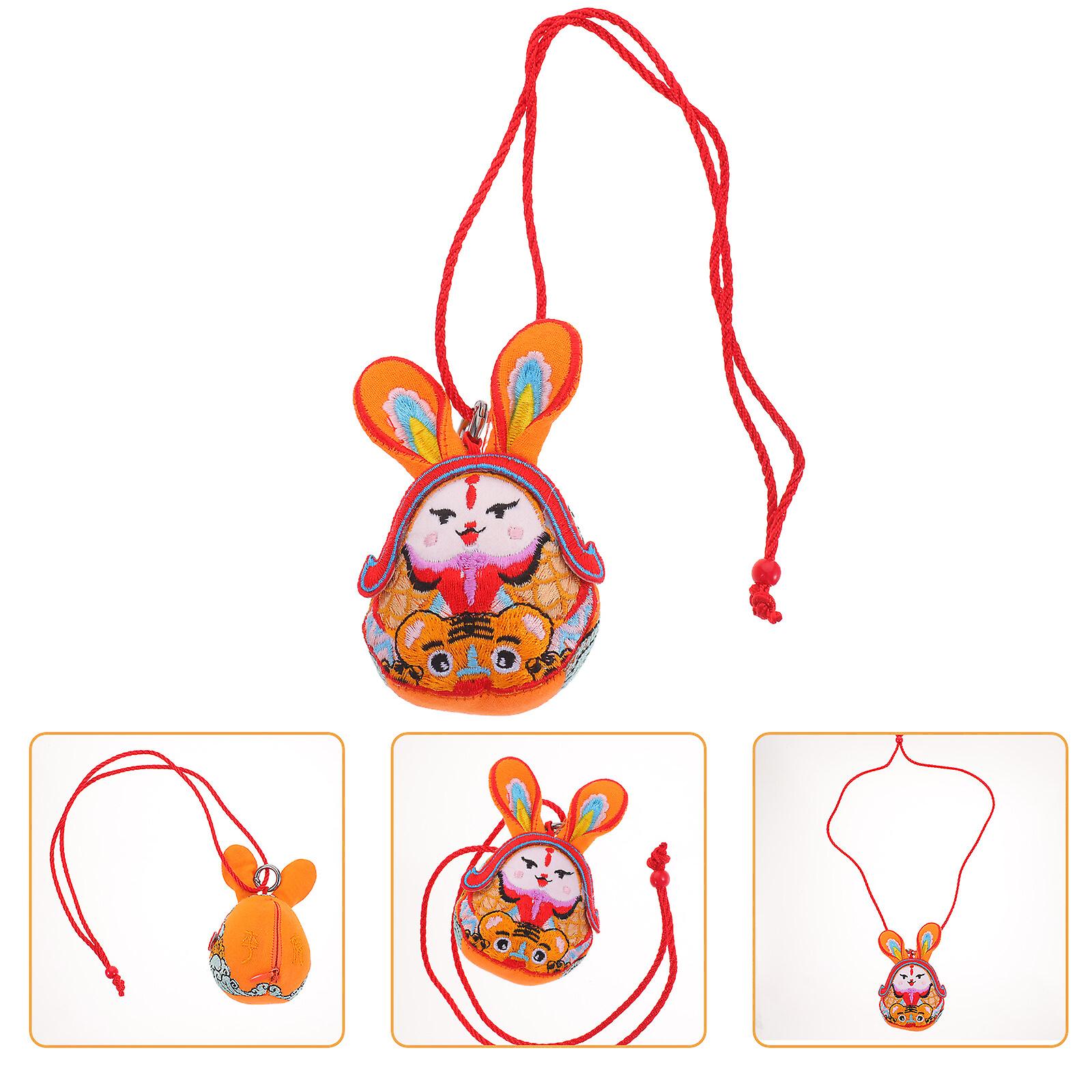 Hanging Stuffed Rabbit Mascot Toy Lovely Zodiac Bunny Doll New Year Hanging Ornament