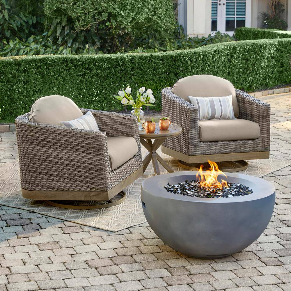 Hampton Bay Grove Park 36 in. x 18 in. Round Concrete Propane Gas Fire Pit FP20517