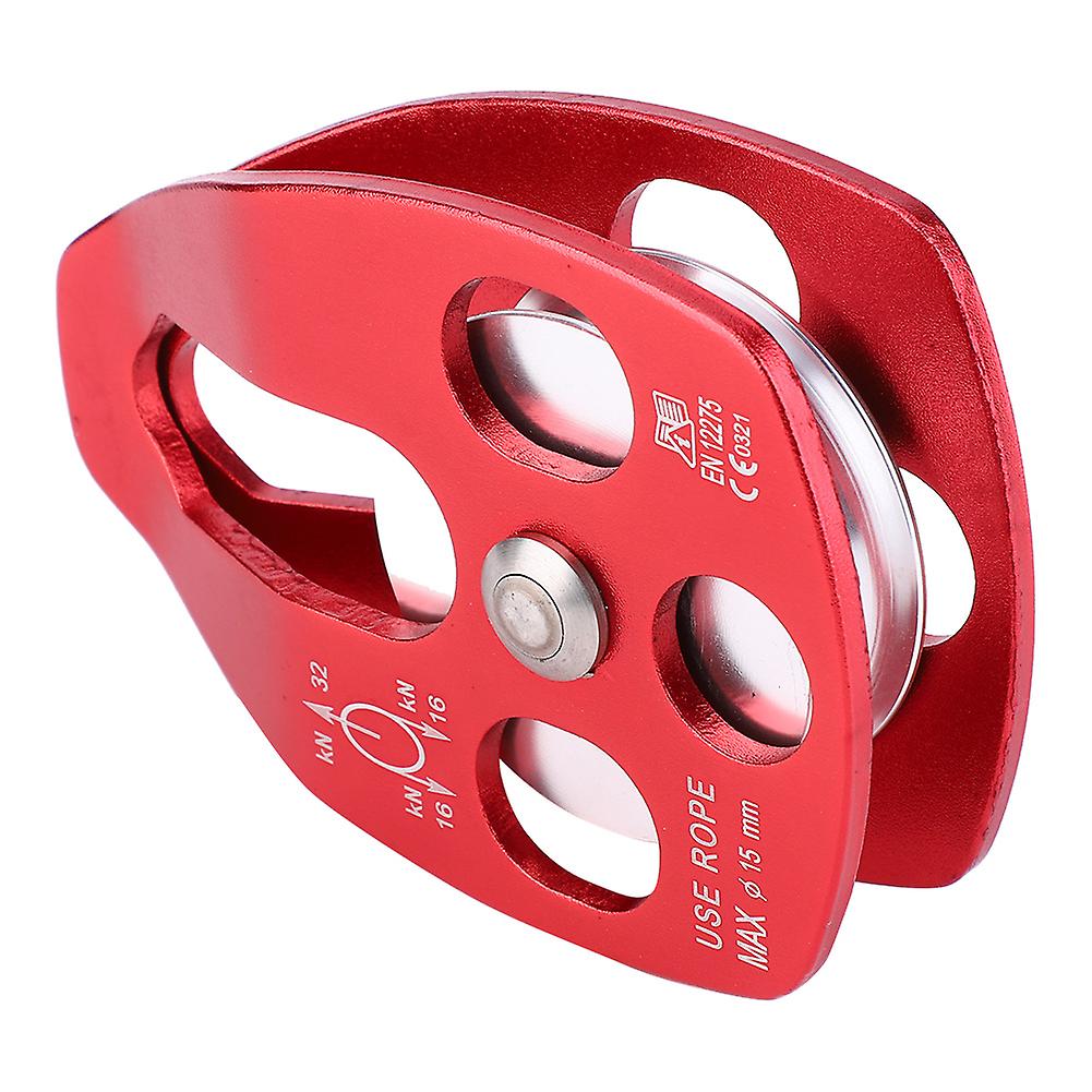 Outdoor Portable Aviation Aluminum Side Plate Climbing Single Sheave Fixed Pulley For Climbing Rescue High Altitude Brakedownred