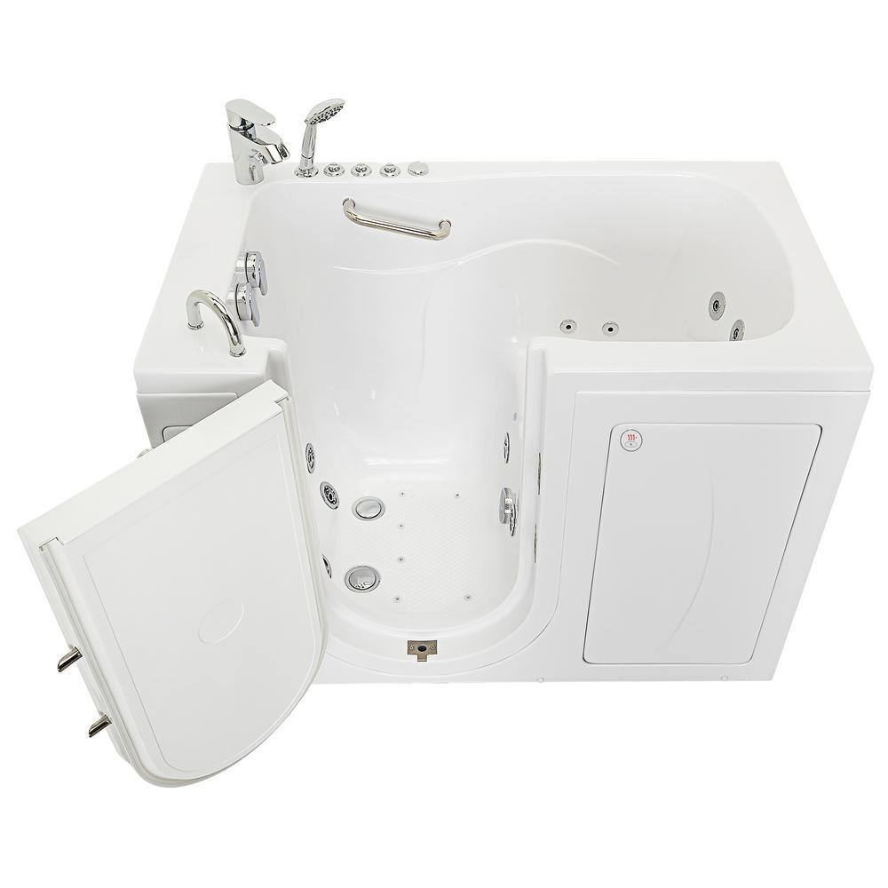 Ella Capri 52 in. x 30 in. Walk-In Whirlpool  Air Bath in White with LHS Outward Swing Door Heated Seat and Fast FillDrain OA3052DH-2P-L