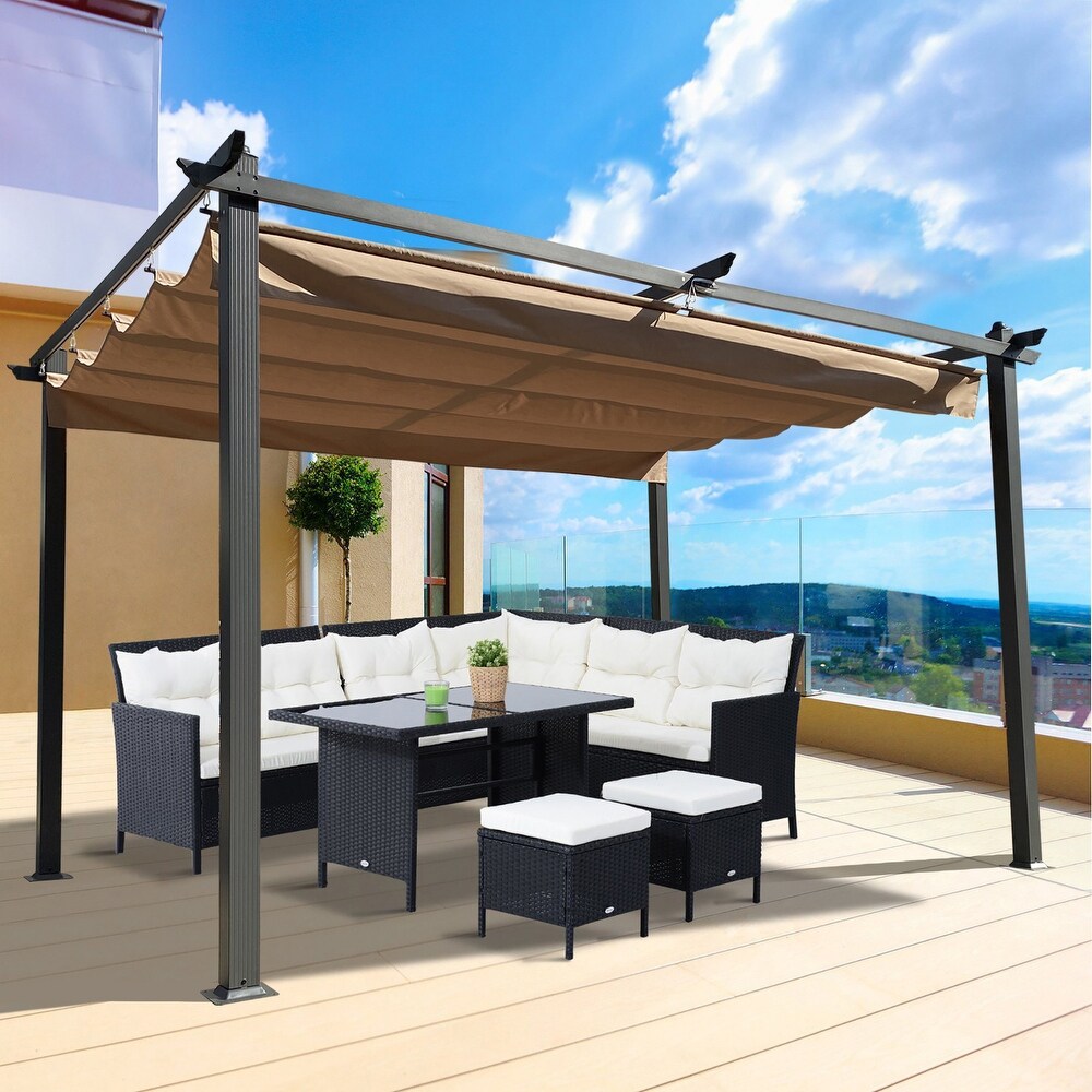 13 x 10 Ft Outdoor Retractable Gazebo with Adjustable Sling Canopy