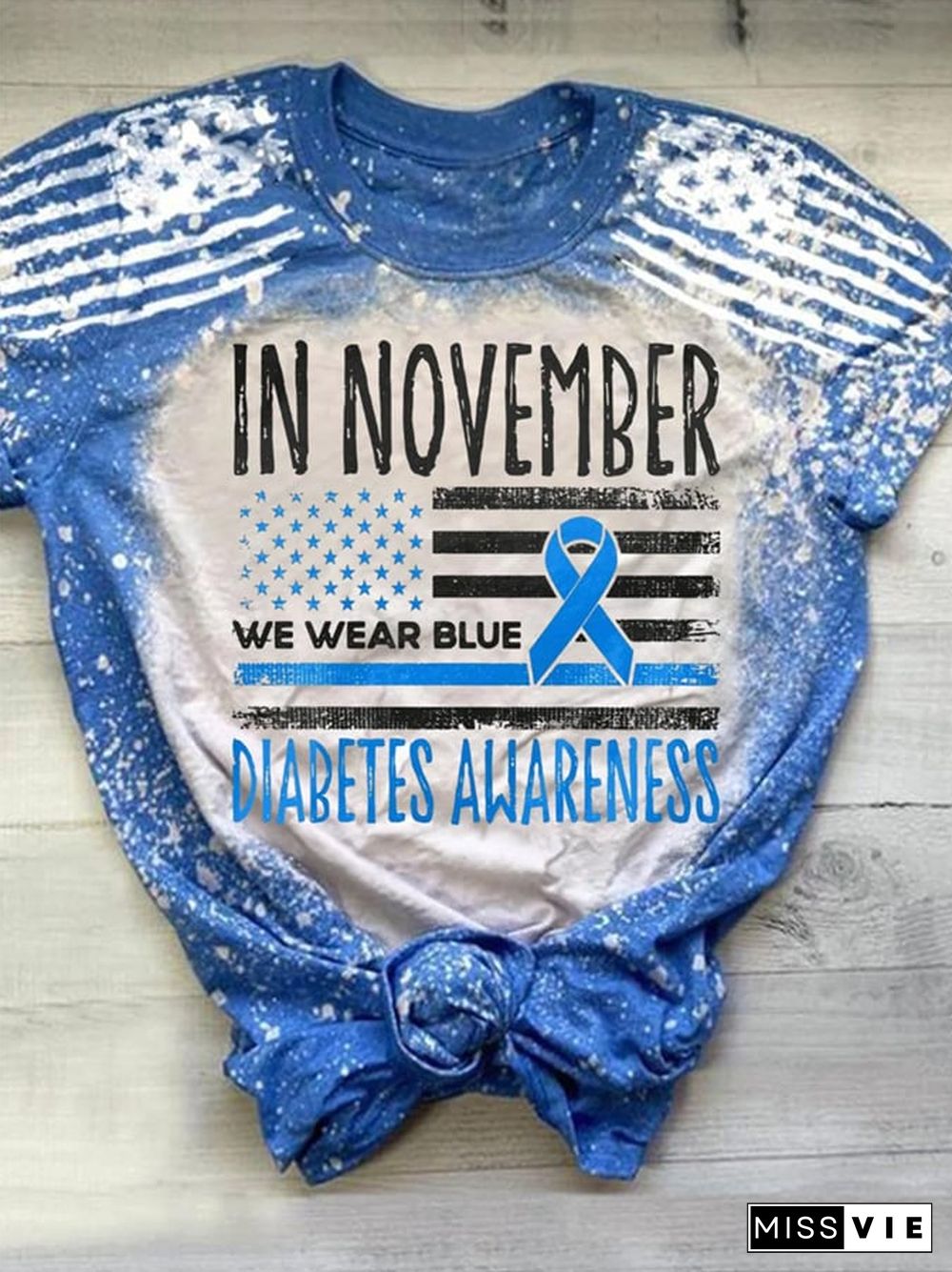 Women's In November We Wear Blue Diabetes Awareness Print Casual T-Shirt